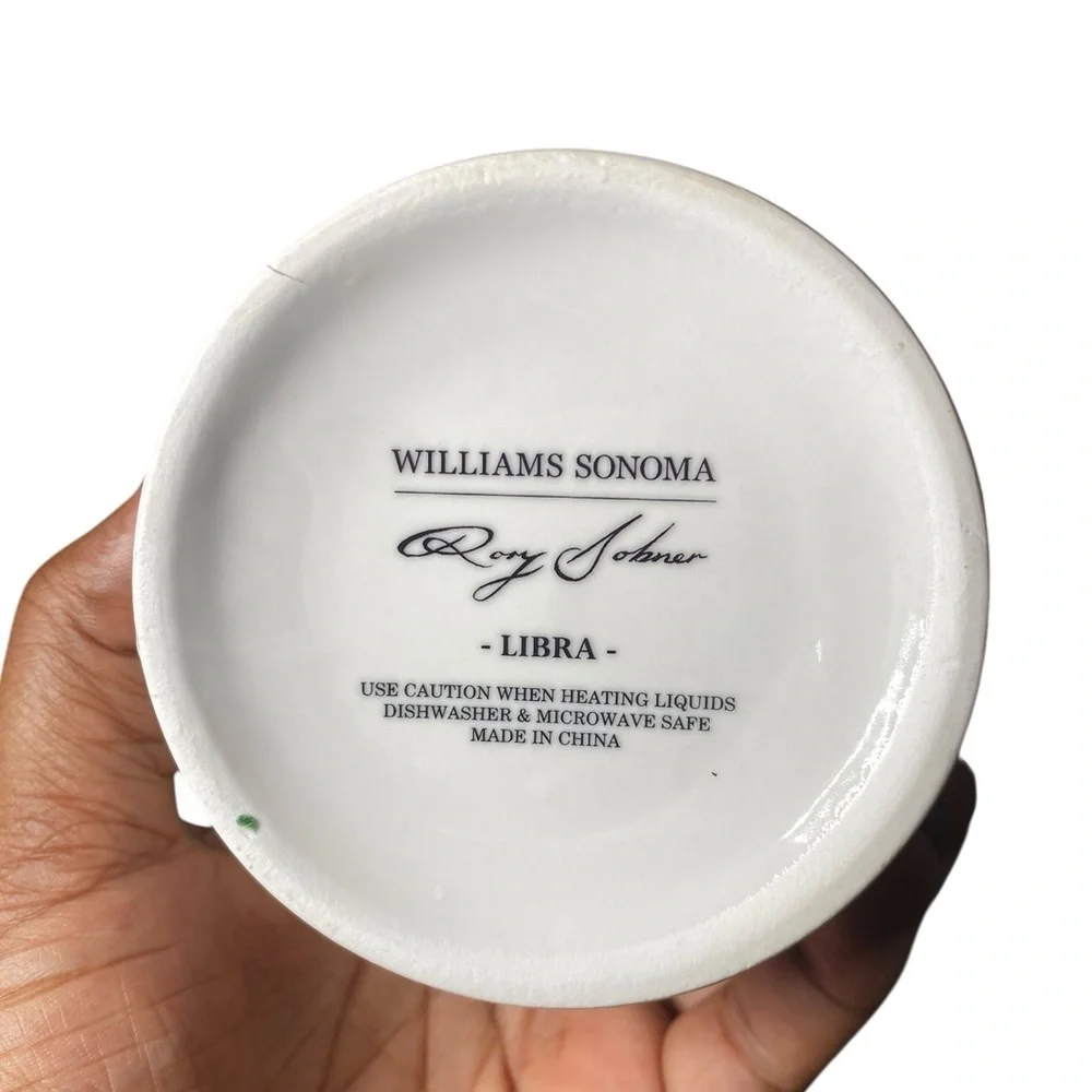 Williams Sonoma Libra Scale w/ Butterflies Black & White Coffee Tea Mug Cup